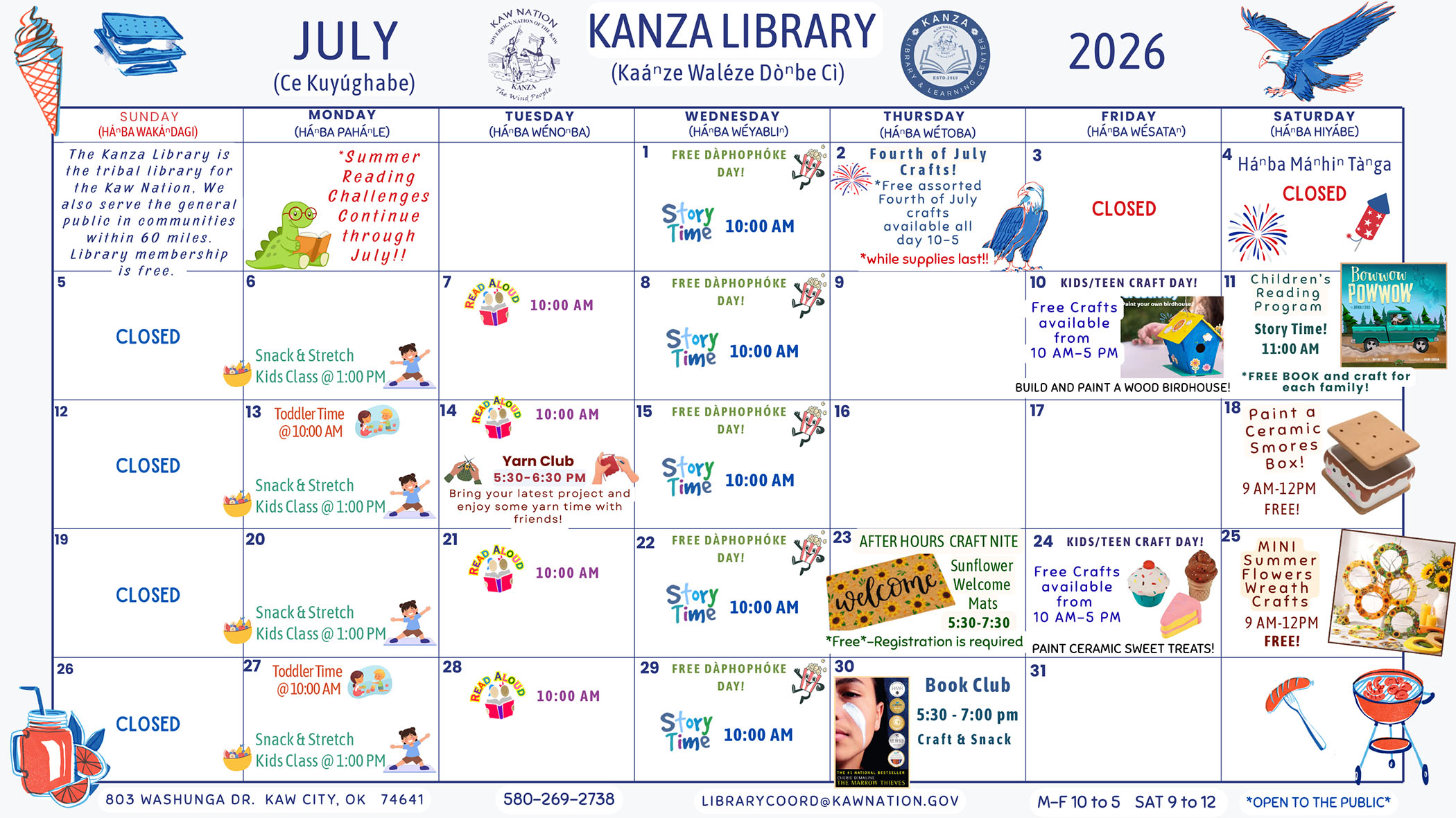 JULY LIBRARY CALENDAR